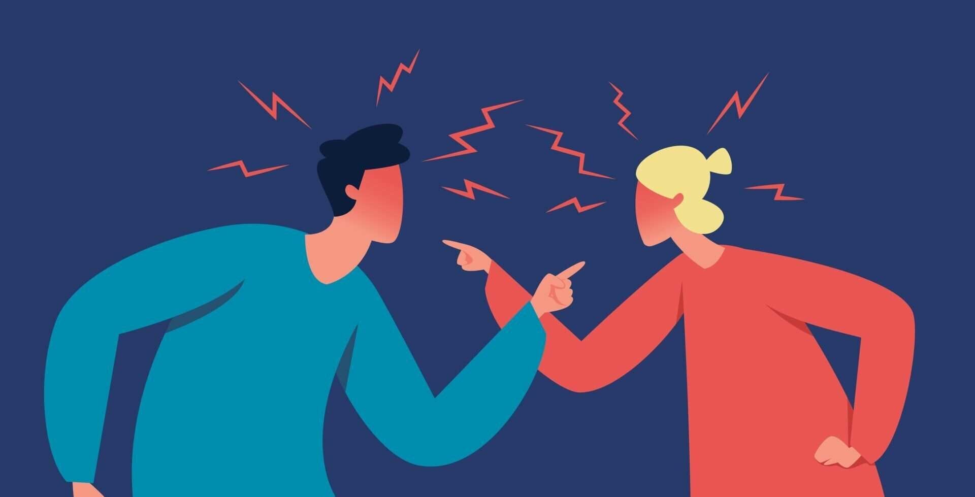 男と女が英語で言い争っています。