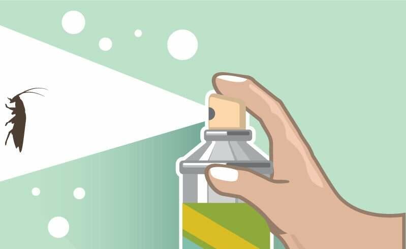 虫に虫よけスプレーを吹きかける人。