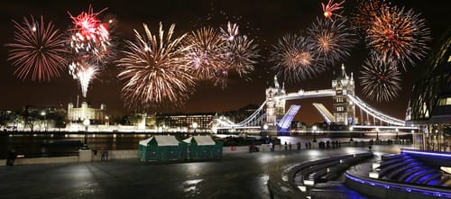 説明： ロンドンの新年のイブ花火。