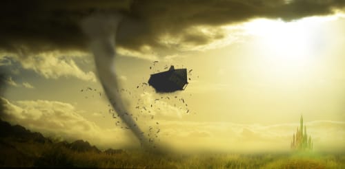 空に起こる竜巻のイメージ。