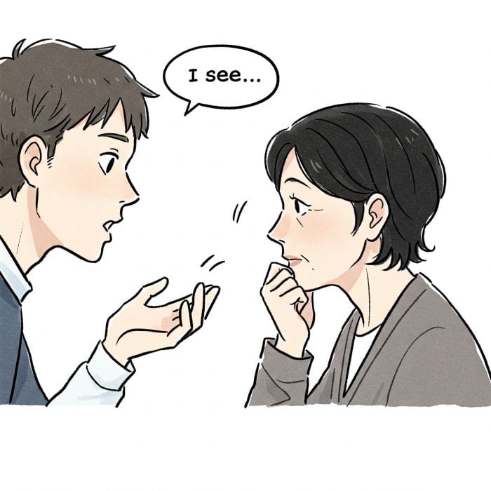 頷きながら話を聞く人