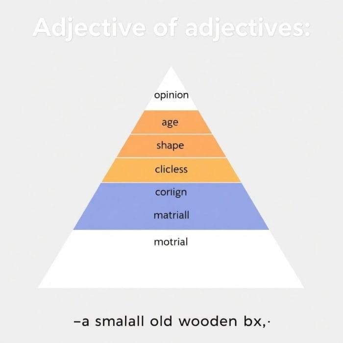 形容詞の語順ルールを示すピラミッド図またはリスト
