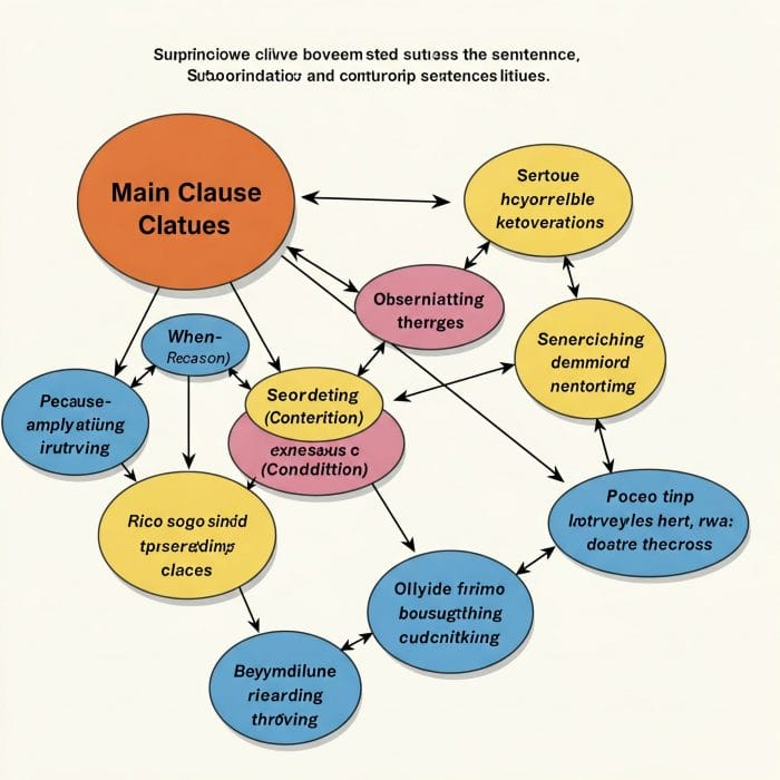 主節と従属節を繋ぐ従属接続詞の関係を示すシンプルな図