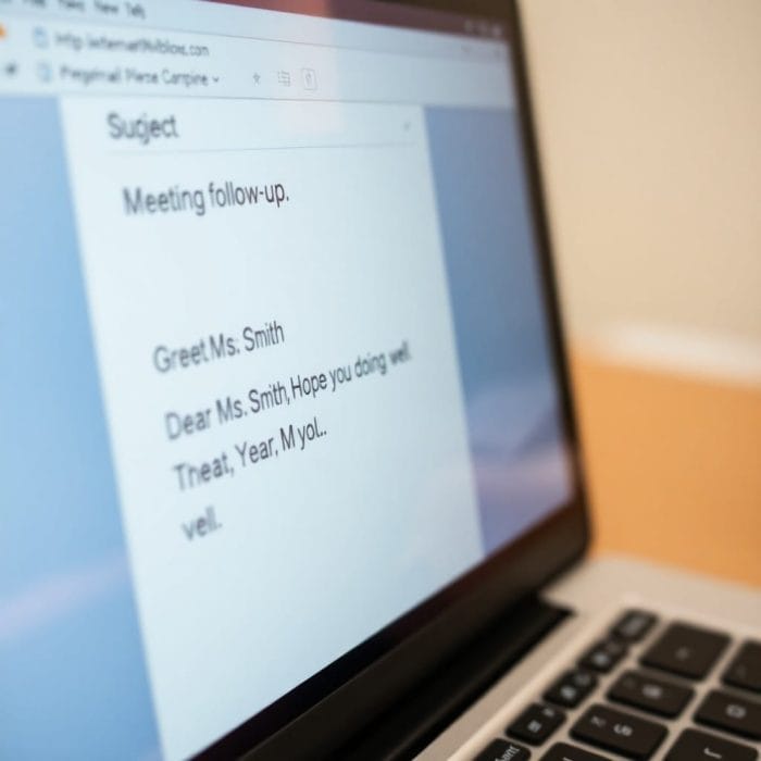 ノートパソコンの画面に表示されたビジネスメール