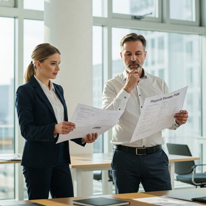 ビジネスシーンで選択肢を検討する人々