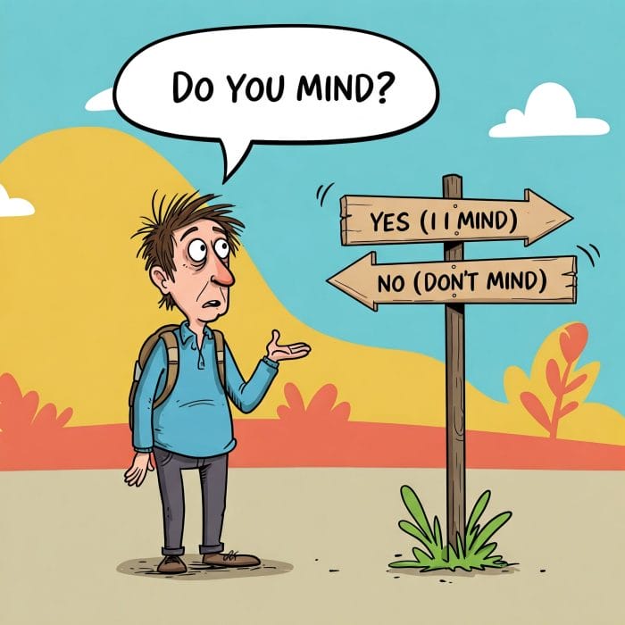 Mind の Yes/No に戸惑う人のイラスト