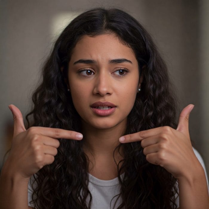 Air quotes のジェスチャーをする人