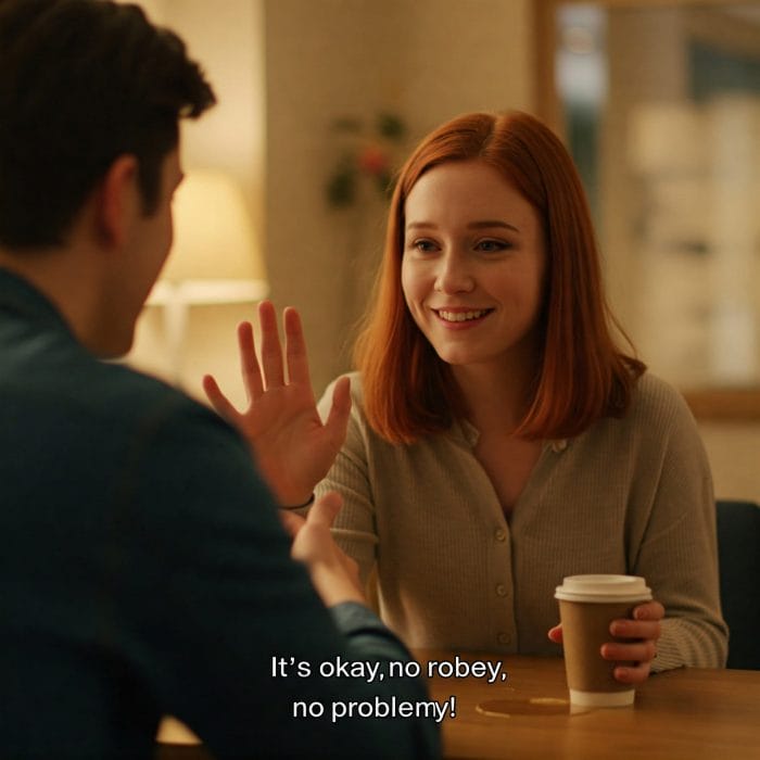 コーヒーをこぼして謝る人と、笑顔で応える人