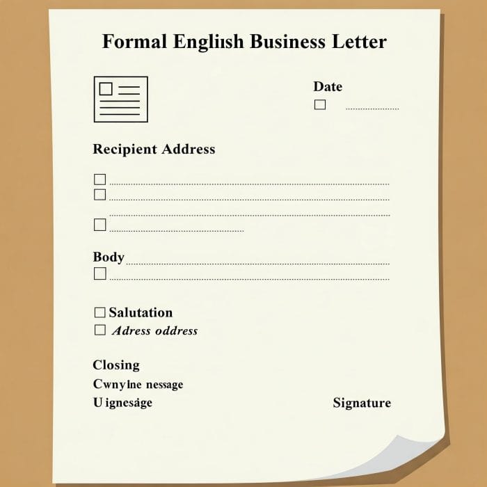 英語ビジネスメールの構造を示すイラスト