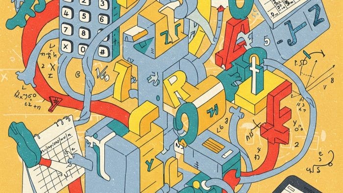 数字とアルファベットが楽しく組み合わさったイラスト