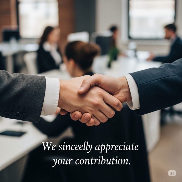 ビジネス会議で握手をしている二人の人物。プロフェッショナルな感謝の場面。