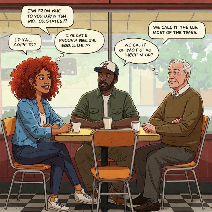 カフェで会話する多様なアメリカ人たち