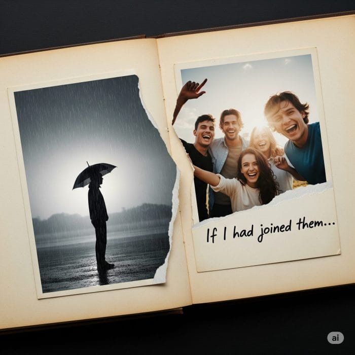 破れた写真。ありえたかもしれない過去を後悔するイメージ。