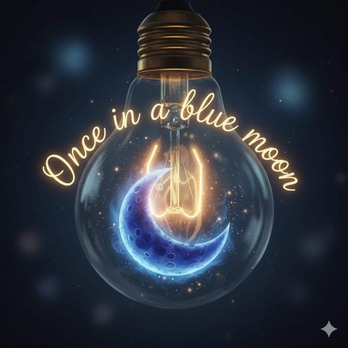 電球の中に青い月が浮かんでいるコンセプトアート
